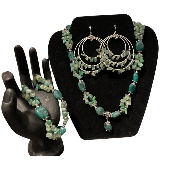 Unknown Jewelry - Green Aventurine Beaded 3 Piece Set